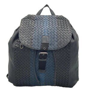 Auth BOTTEGA VENETA Intrecciato - Dark Navy Navy Blue Leather B*********
